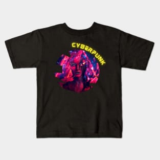 Cyberpunk Futuristic Neon Glitch Kids T-Shirt